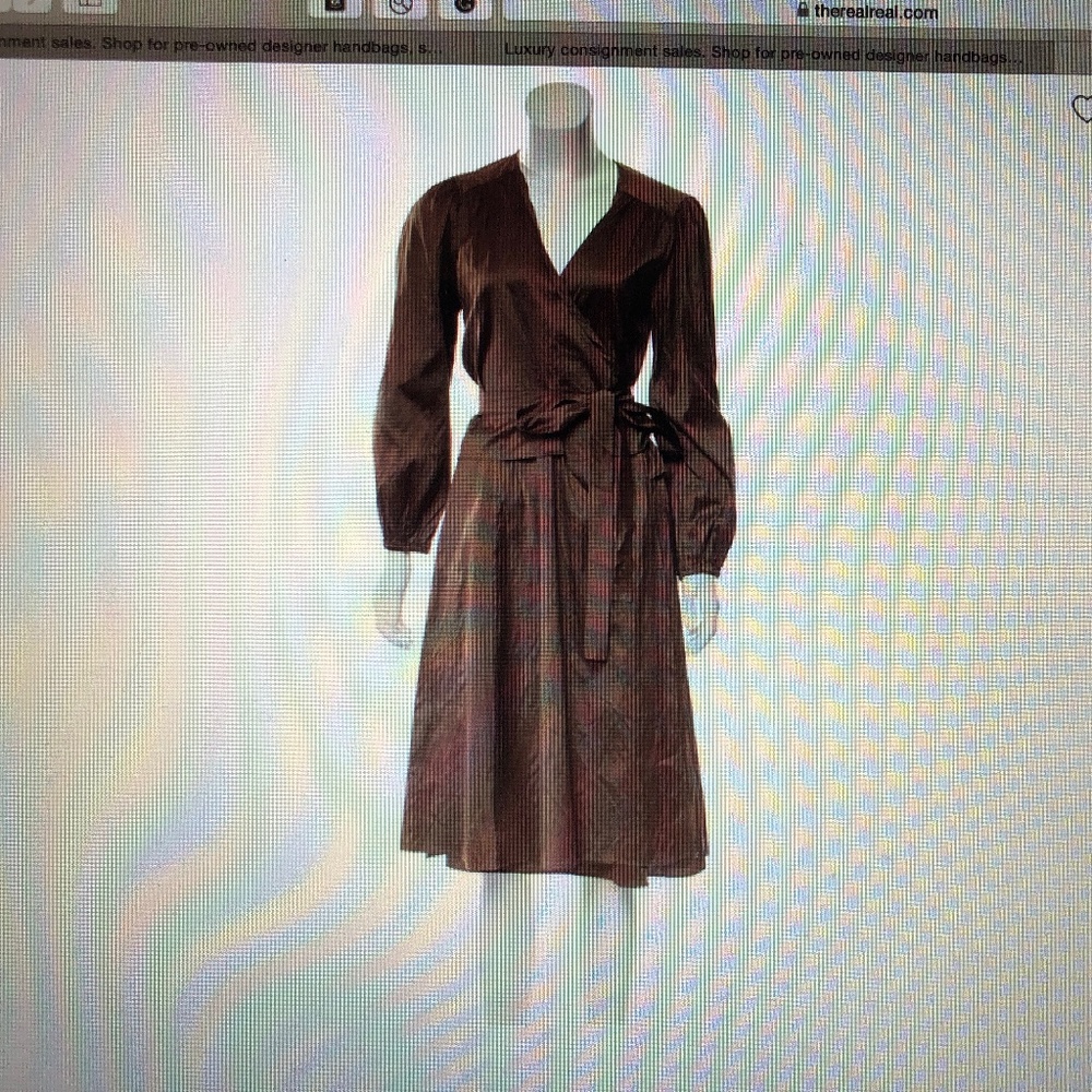 CALYPSO CHRISTIANE CELLE BRONZE SILK  SIGNATURE WRAP DRESS SZ M